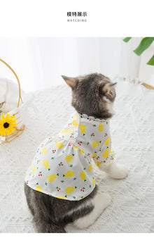 Pet Clothes Small Fresh Floral Puff Sleeve Puppies Cat Pet Skirt