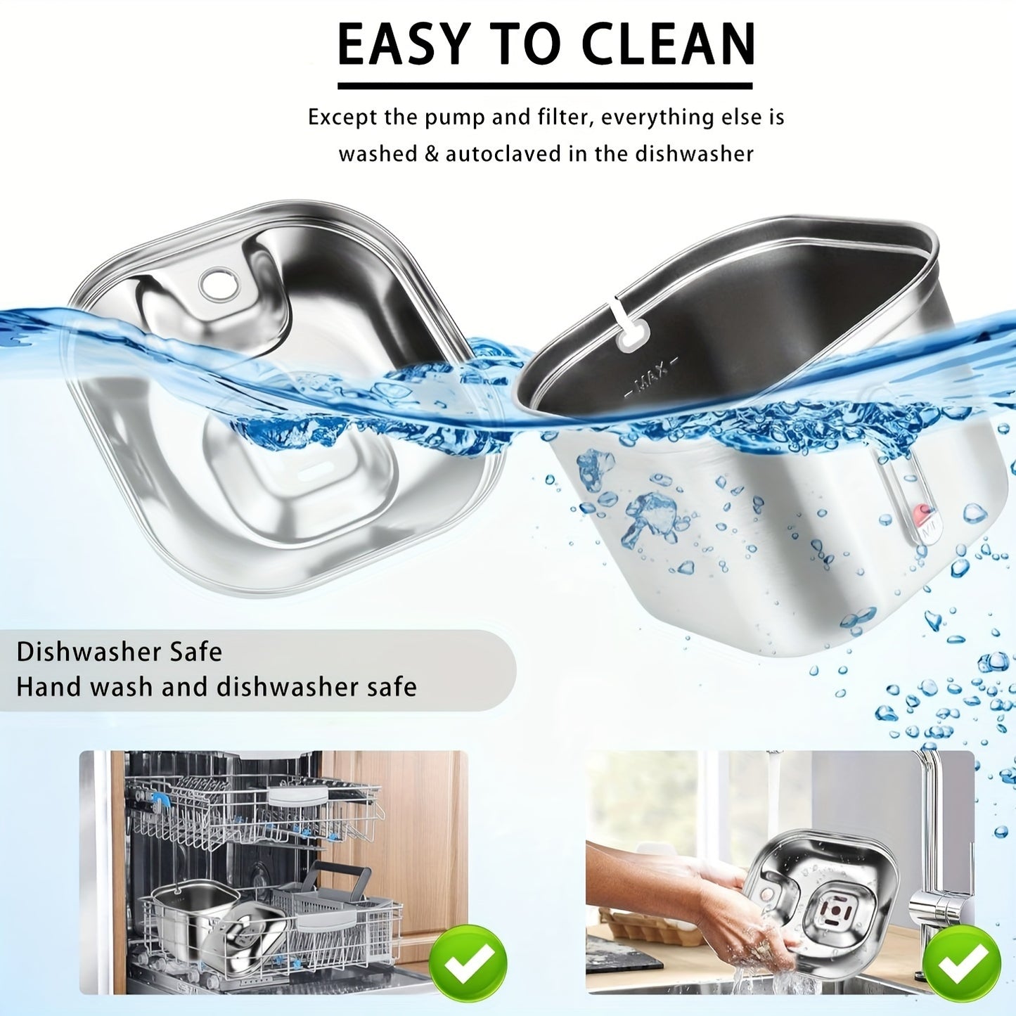 Cat Water Fountain, Stainless Steel Pet Water Fountain For Cats Inside