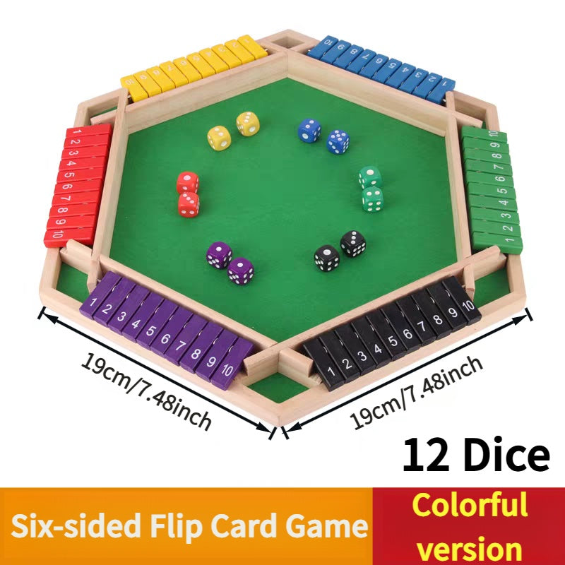 Shut The Box Dice Game, 6 Color Sided 6 Player Educational Shut The Box Math Game Wooden With 12 Dice For Party For Adults