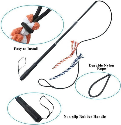 Dog Extendable Teaser Wand Pet Flirt Stick Pole Puppy Chasing Tail Interactive Toy