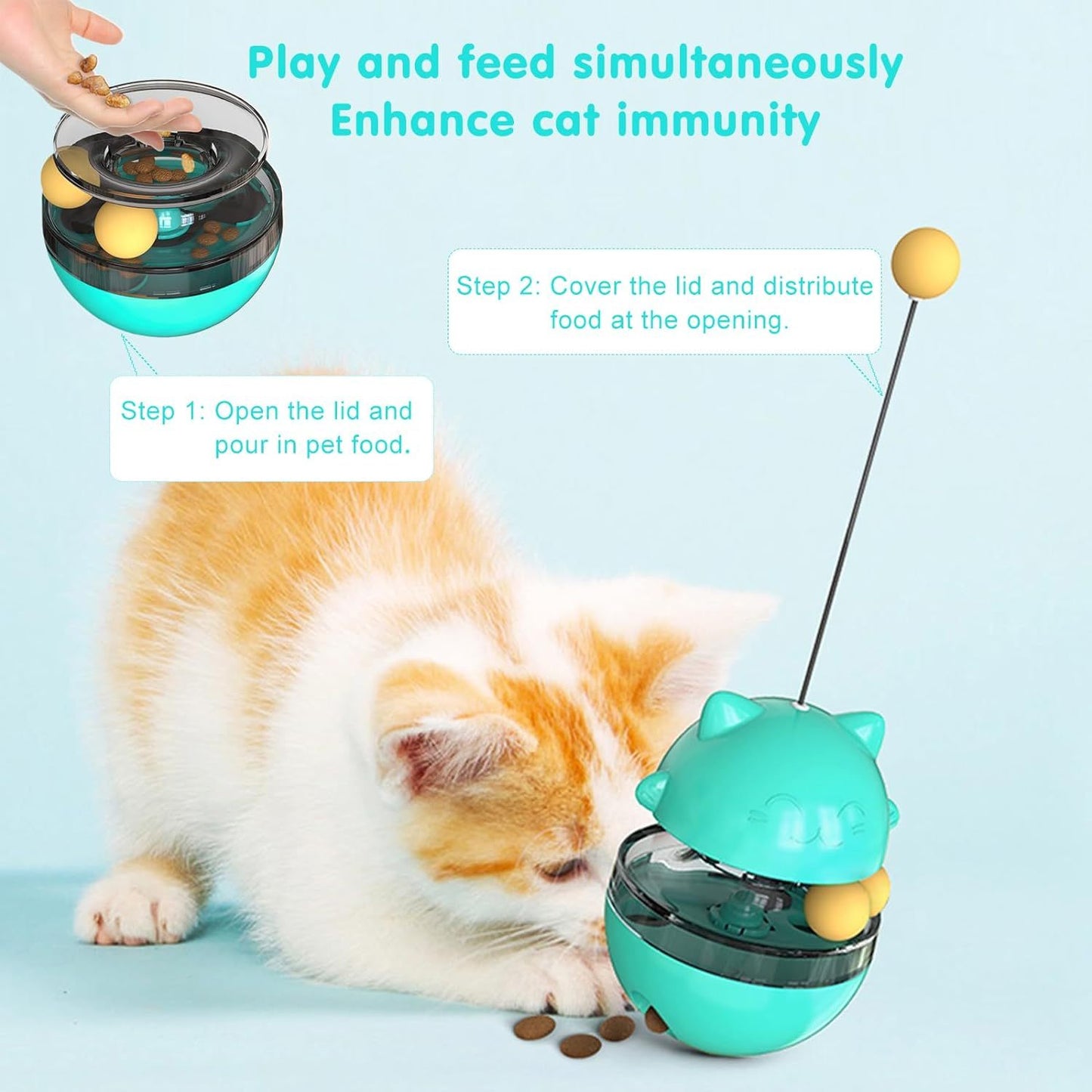 Interactive Cat Treat Dispenser Toy - Tumbler Feeder Toy
