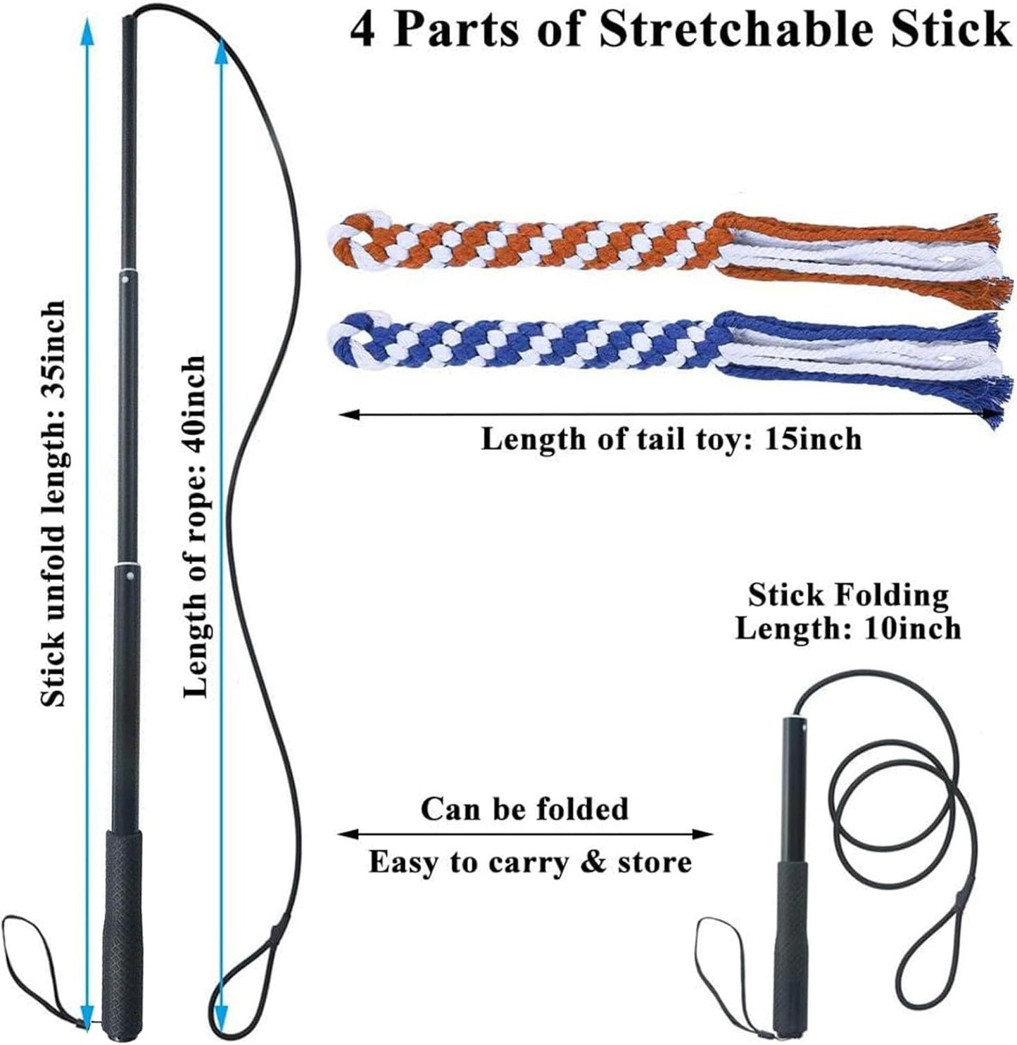 Dog Extendable Teaser Wand Pet Flirt Stick Pole Puppy Chasing Tail Interactive Toy