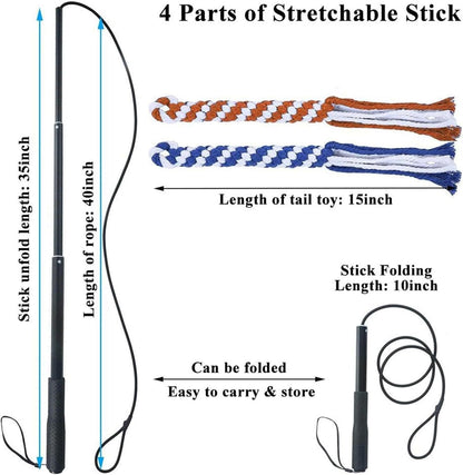Dog Extendable Teaser Wand Pet Flirt Stick Pole Puppy Chasing Tail Interactive Toy