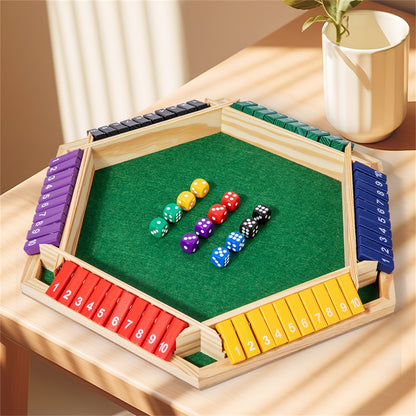 Shut The Box Dice Game, 6 Color Sided 6 Player Educational Shut The Box Math Game Wooden With 12 Dice For Party For Adults