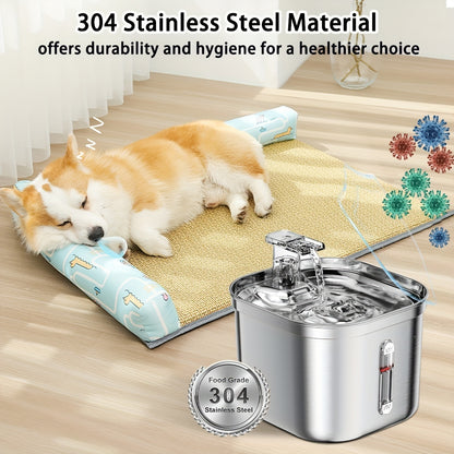 Cat Water Fountain, Stainless Steel Pet Water Fountain For Cats Inside