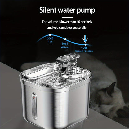 Cat Water Fountain, Stainless Steel Pet Water Fountain For Cats Inside