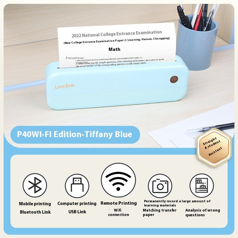 Ailixiong P40 Small Mini Ink-free Office Portable A4 Thermal Printer