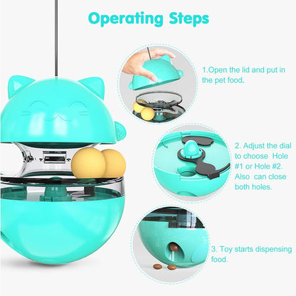 Interactive Cat Treat Dispenser Toy - Tumbler Feeder Toy