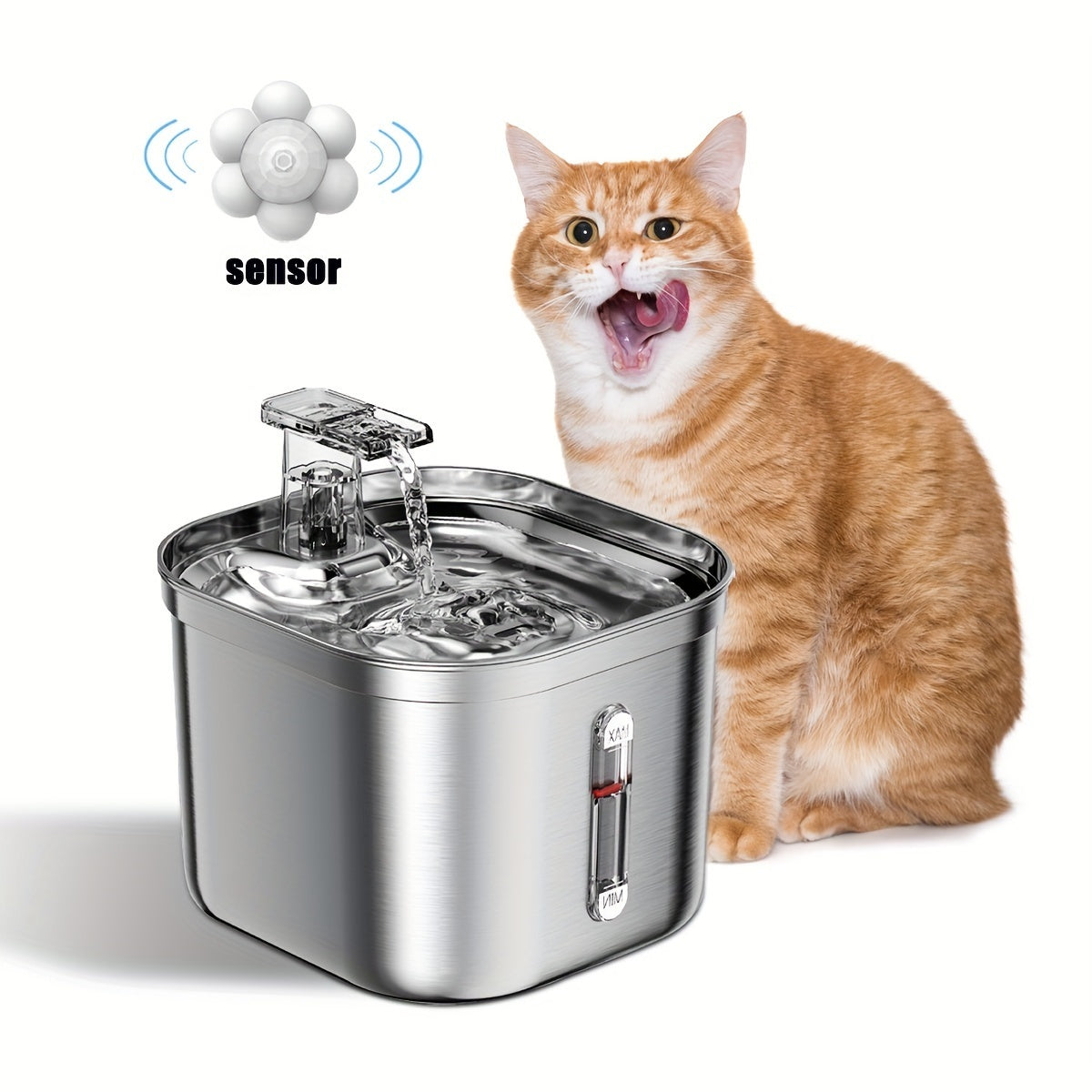 Cat Water Fountain, Stainless Steel Pet Water Fountain For Cats Inside